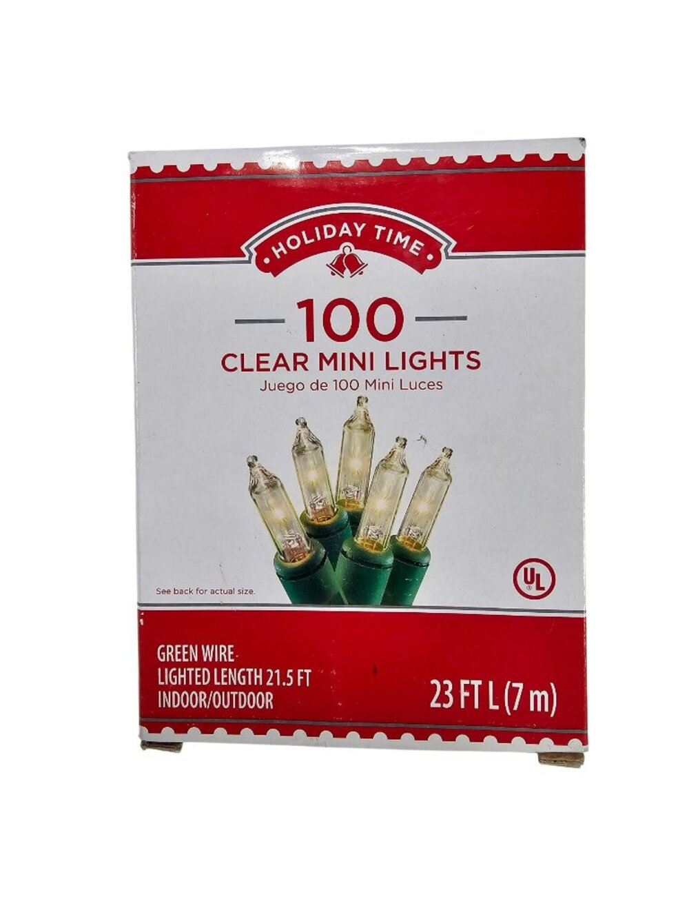 Holiday Time 100 Clear Mini String Lights Green Wire Indoor/Outdoor 21.5ft Lit